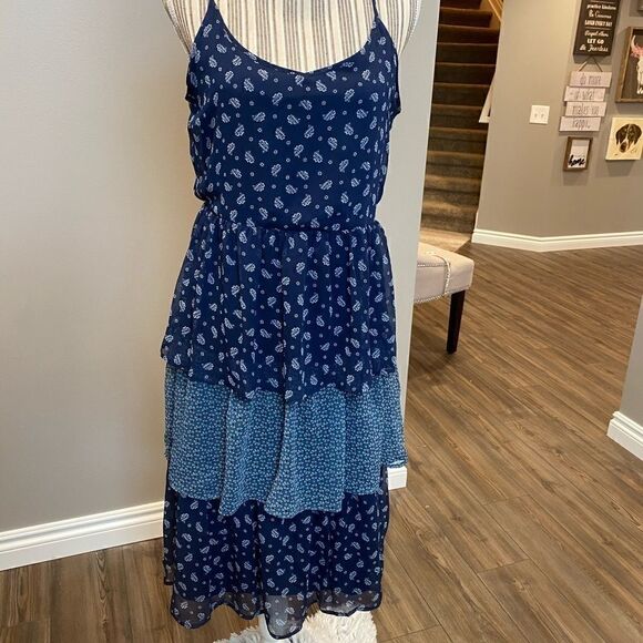 Lauren Conrad Dress Layered Chiffon Floral Medium - Picture 1 of 5